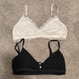 Brandy Melville Cotton Bralette Set - Black and White